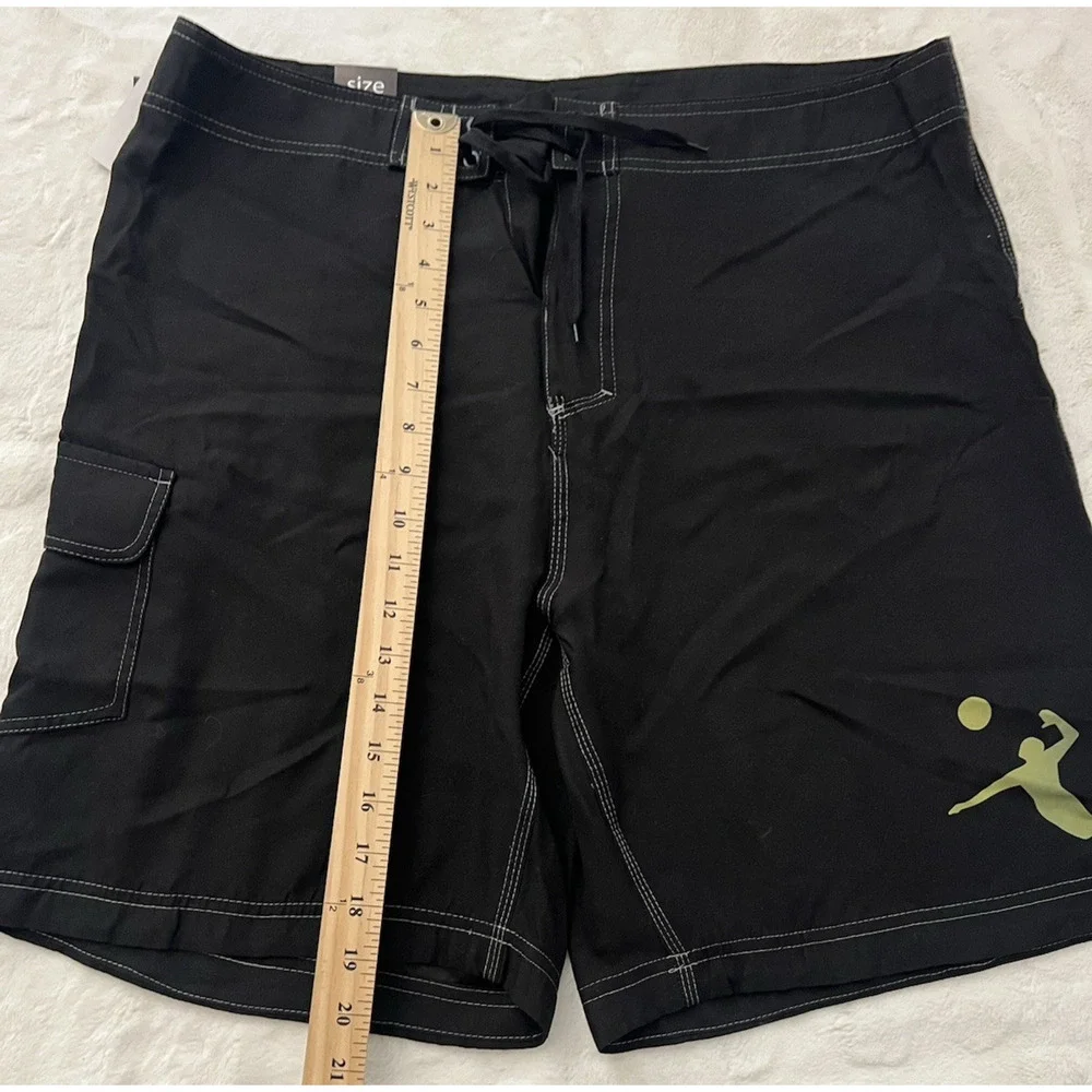 Burnside Mens Size 36 Black Board Shorts Surf Swim Trunks Drawstring NWT